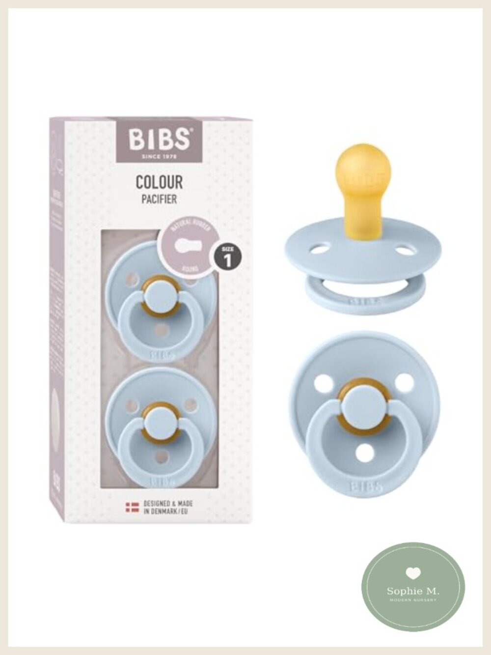 Natural Rubber Baby Pacifiers Set of 2 BPA-Free Soothers 0-6 Months